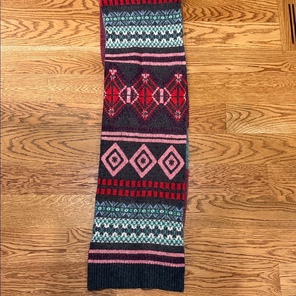 J. Crew Red and Gray Knit Scarf